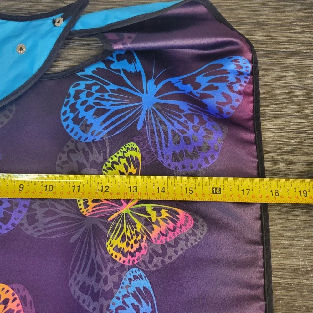 Adult Mealtime Bib Apron Clothing Protector Feeding Aid, Bright Butterflies